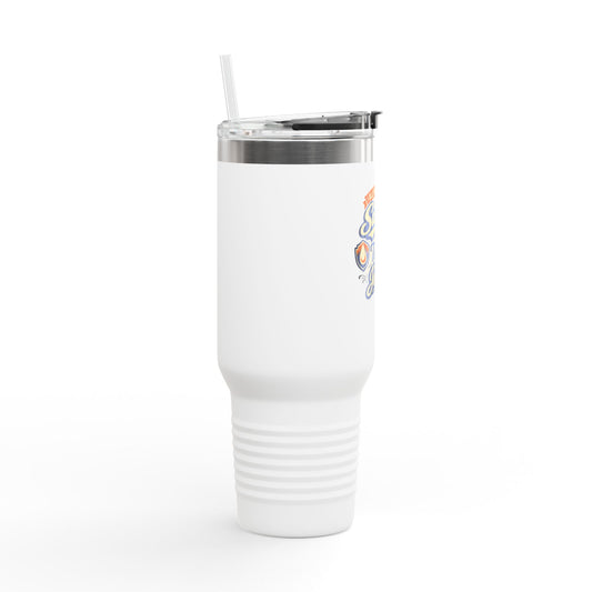 40oz Insulated Travel Mug — “All You Need Is Sweat, Tea & Jesus” Faith Coffee Tumbler